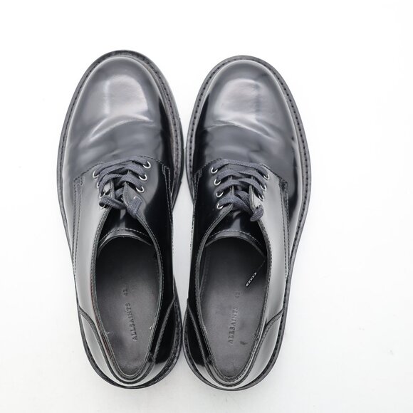 All Saints Black Leather Derby Oxford Men\'s EU Size 42 Casual Dress Shoes